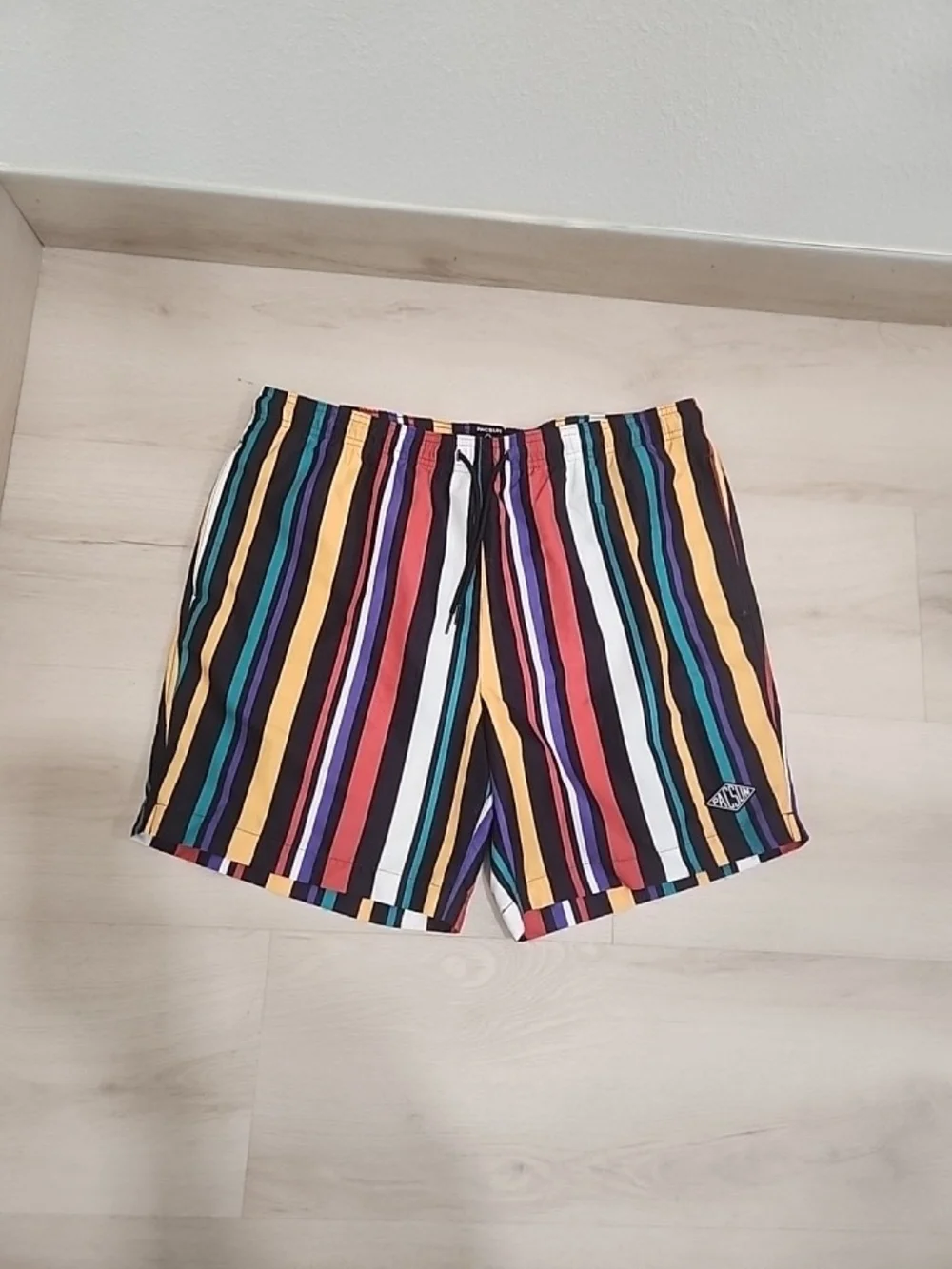 Men's Multicolor Vertical Stripe Swim Shorts